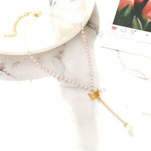 Butterfly Pearl Dangle necklace New in gift Box